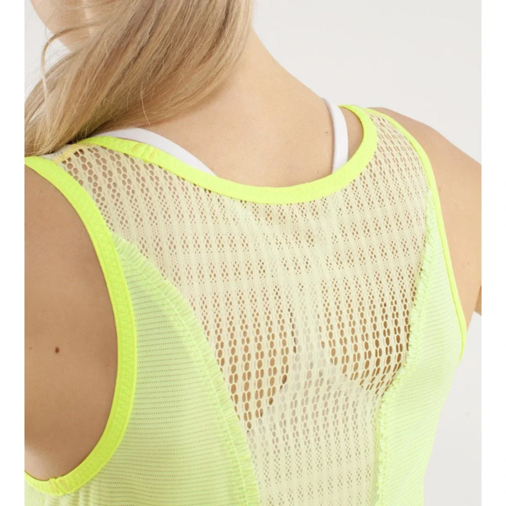Lululemon Mesh Open Back Tank Neon Size 4 NWOT